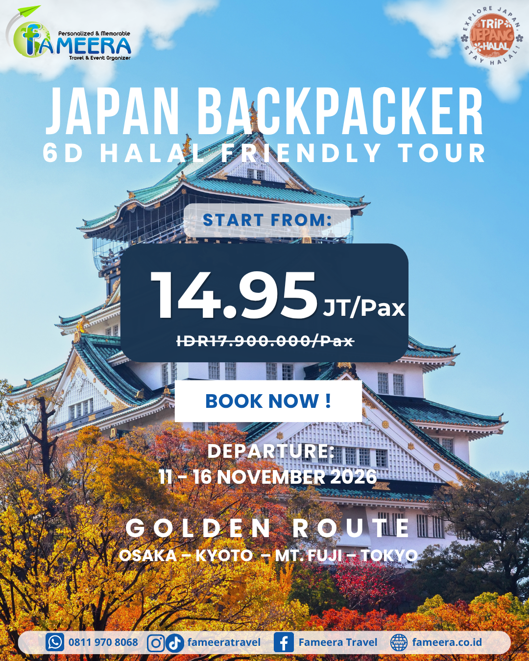 JAPAN BACKPACKER<BR>GOLDEN ROUTE<br>11-16 NOVEMBER 2026