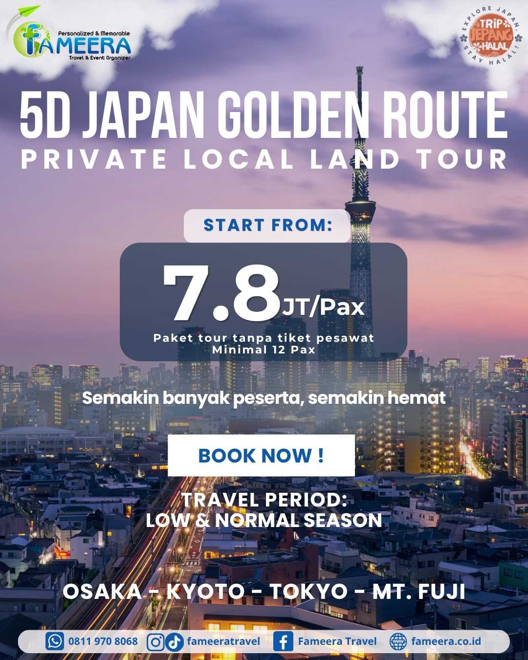 5D JAPAN GOLDEN ROUTE – PRIVATE LOCAL LAND TOUR