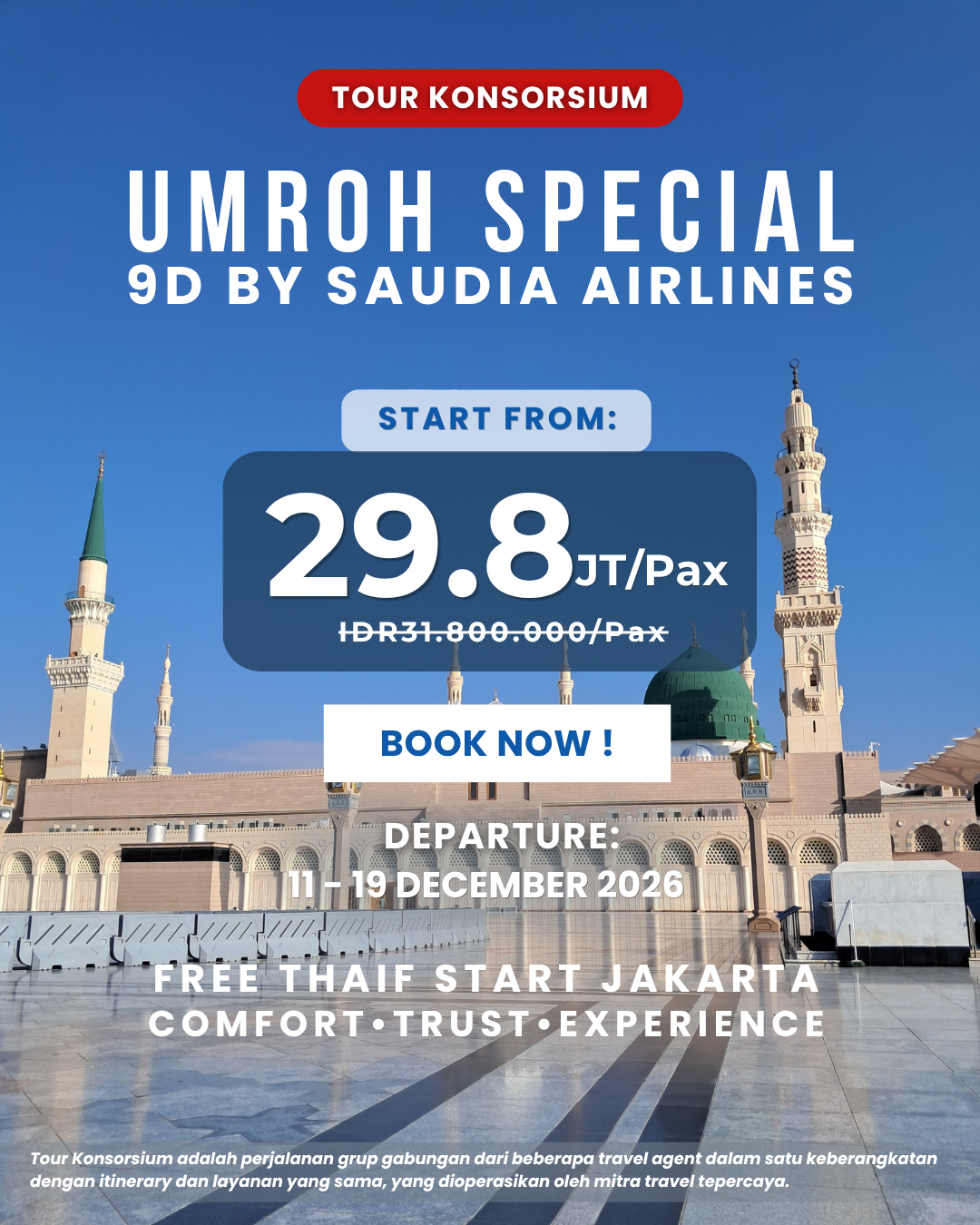 9D UMROH FREE THAIF <BR>AKHIR TAHUN<br>11 – 19 DEC 2026